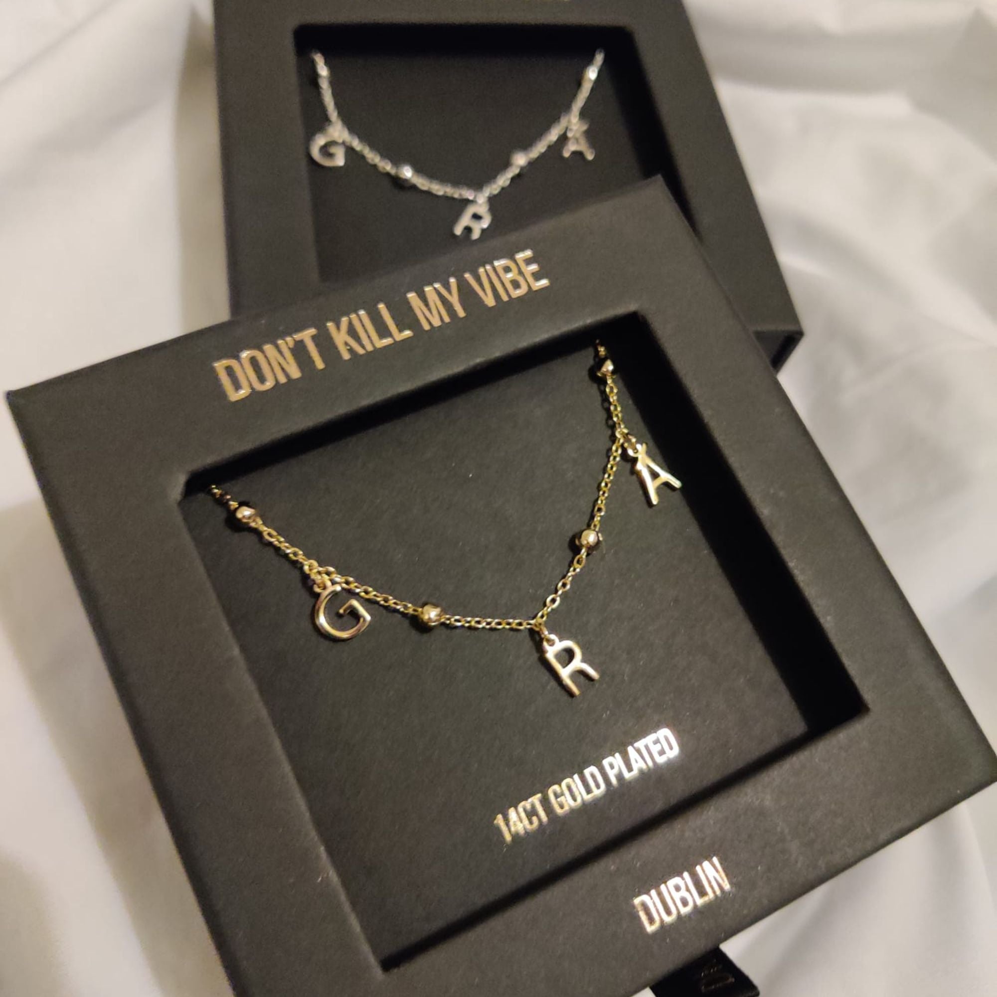 Mo ghrá Gold and Silver Grá Necklaces in Gift Boxes. Grá means love in Irish