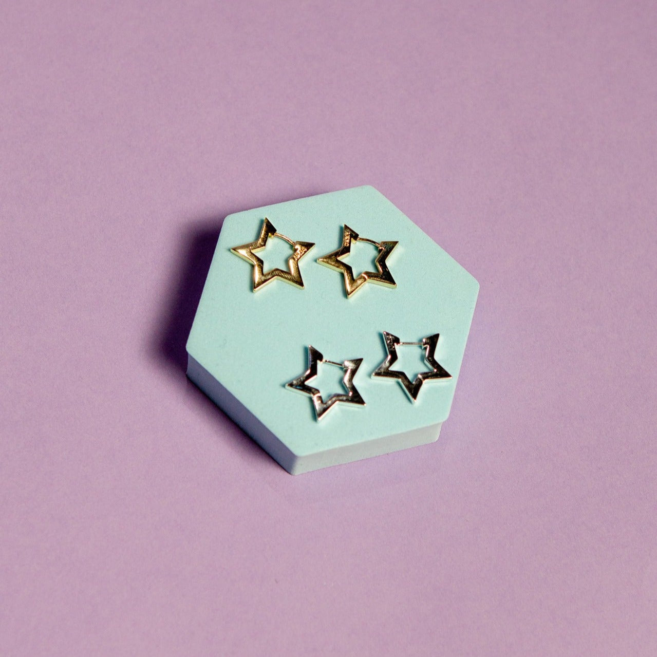 Not Yer Average - Star Hoop Earrings in Silver and Gold Plated