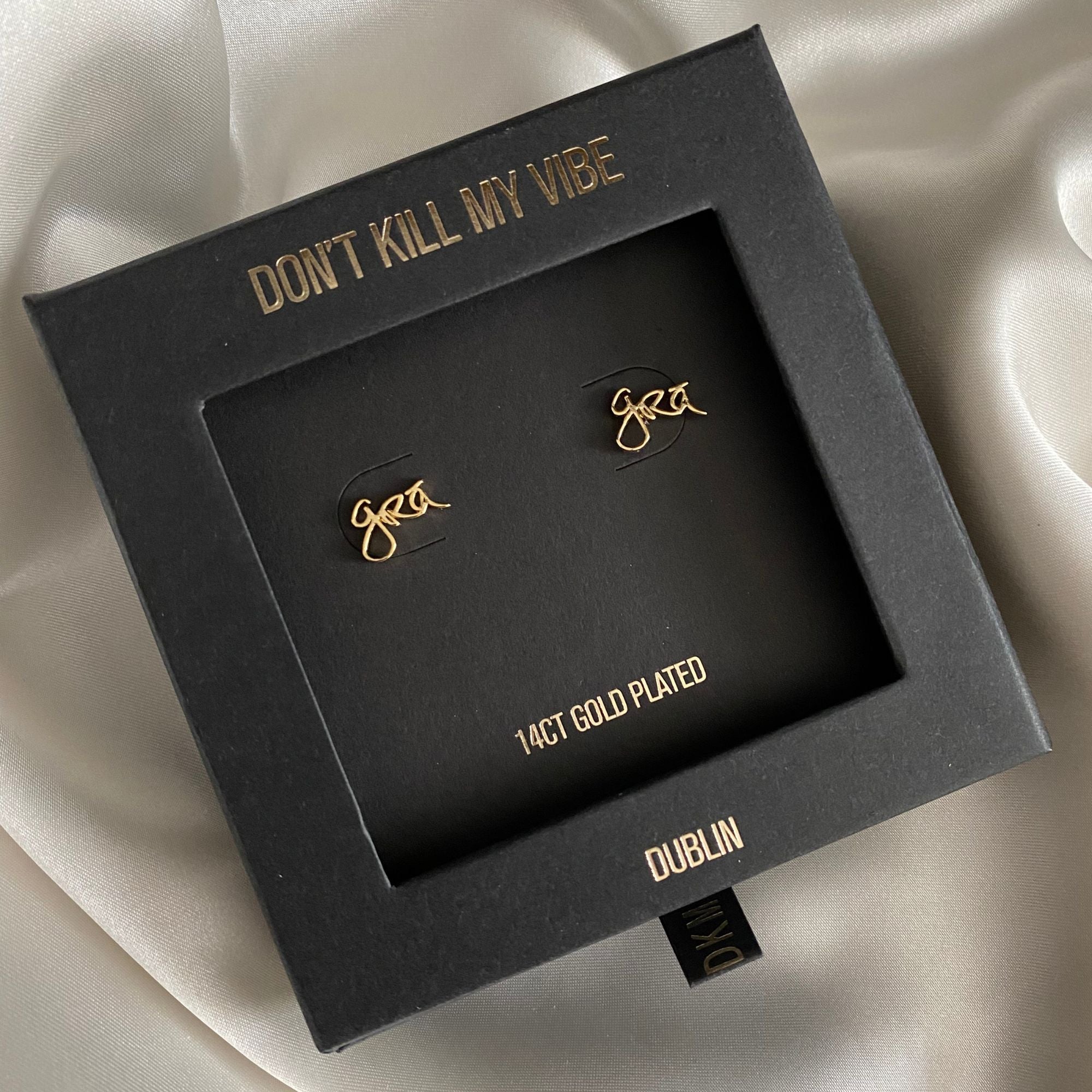 Grá Beag Gold Stud Earrings in Gift Box