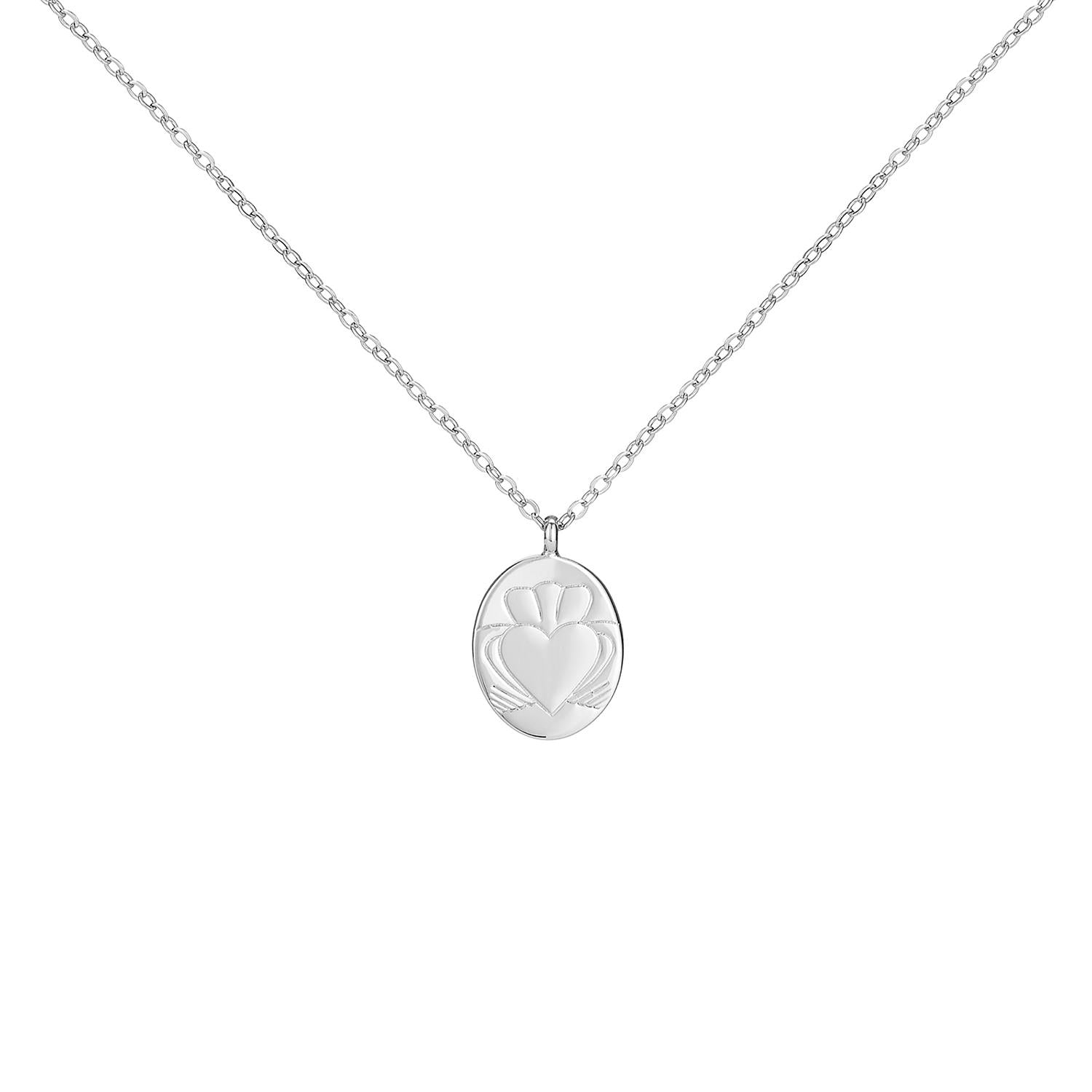 Heart Strong Coin Claddagh Silver Necklace