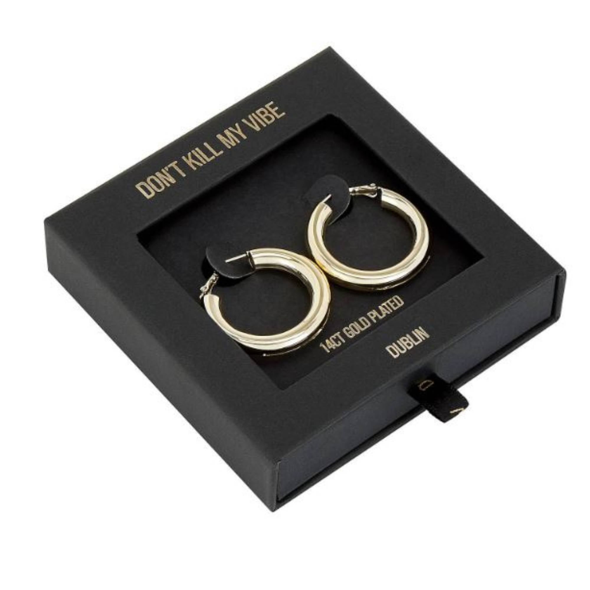 Gold Not Yer Average Hoop Earrings in Gift Box