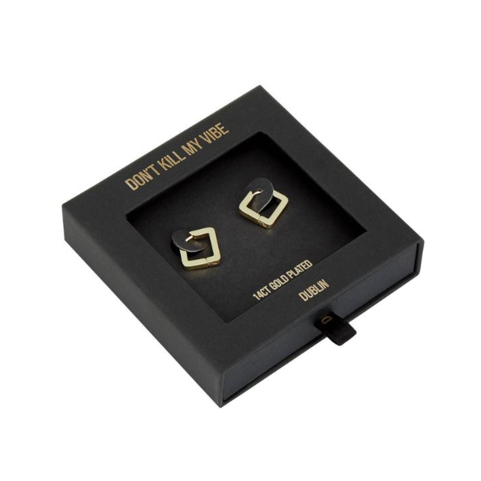 Gold Not Yer Average Square Hoop Earrings in a Gift Box