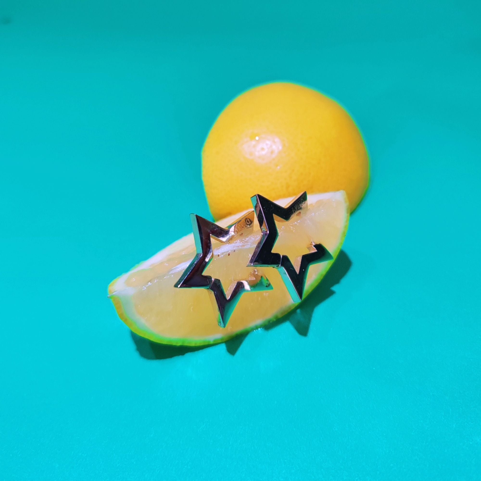 Silver Not Yer Average - Star Hoop Earrings on a Lemon Wedge