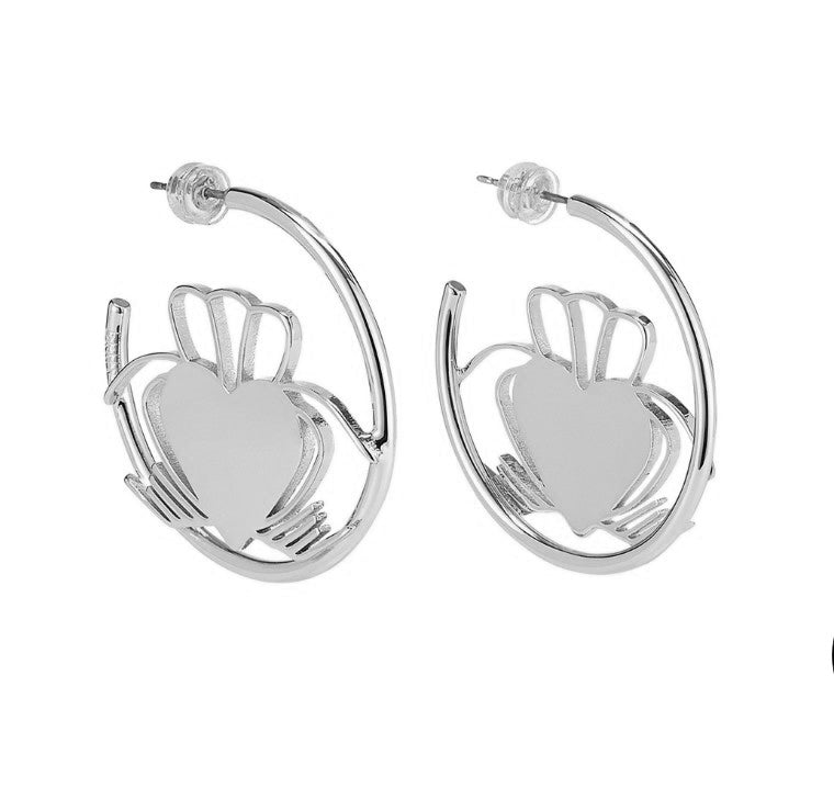 Heart Strong Claddagh Hoop Earrings